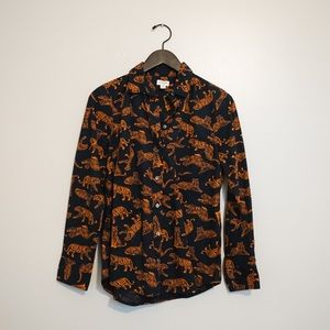 J Crew Tiger Print Button Down Shirt